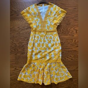 Saylor Yellow Lace Dress